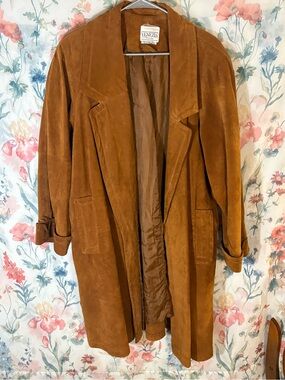 Vintage Venezia Women's Suede Trench Coat - Chestnut Brown
